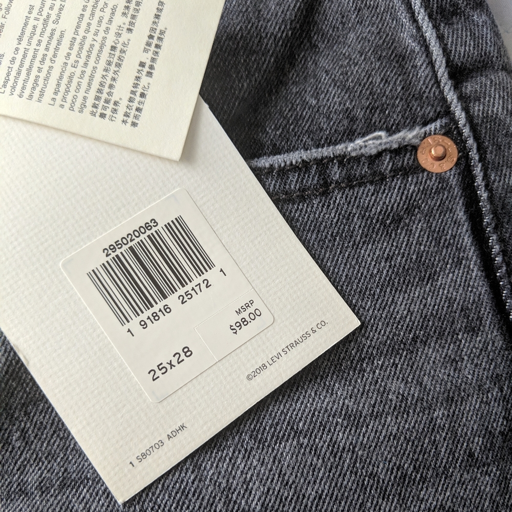 NWT Levi' 501 Skinny Jeans Dark Denim Gray Black - Picture 7 of 8